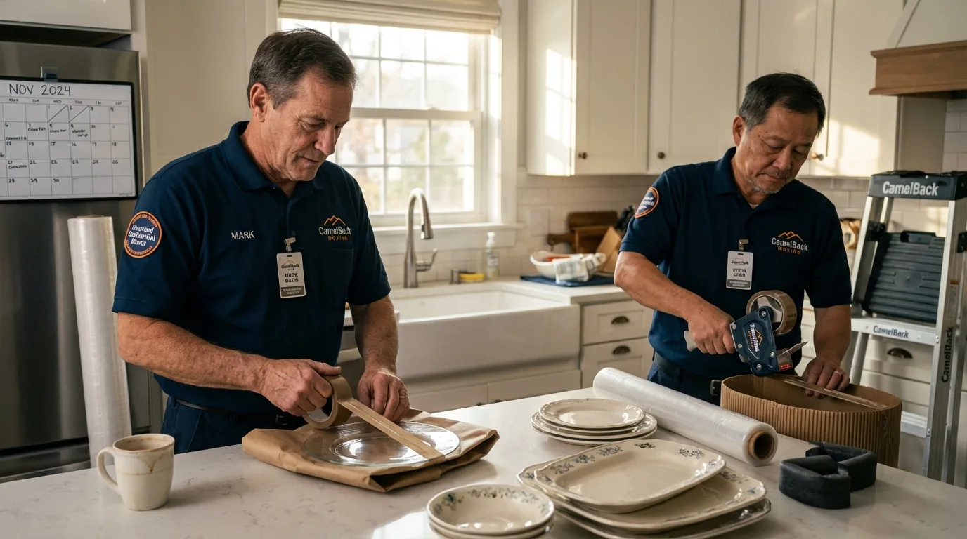 Professional crew packing kitchen dishware in Mayo, FL